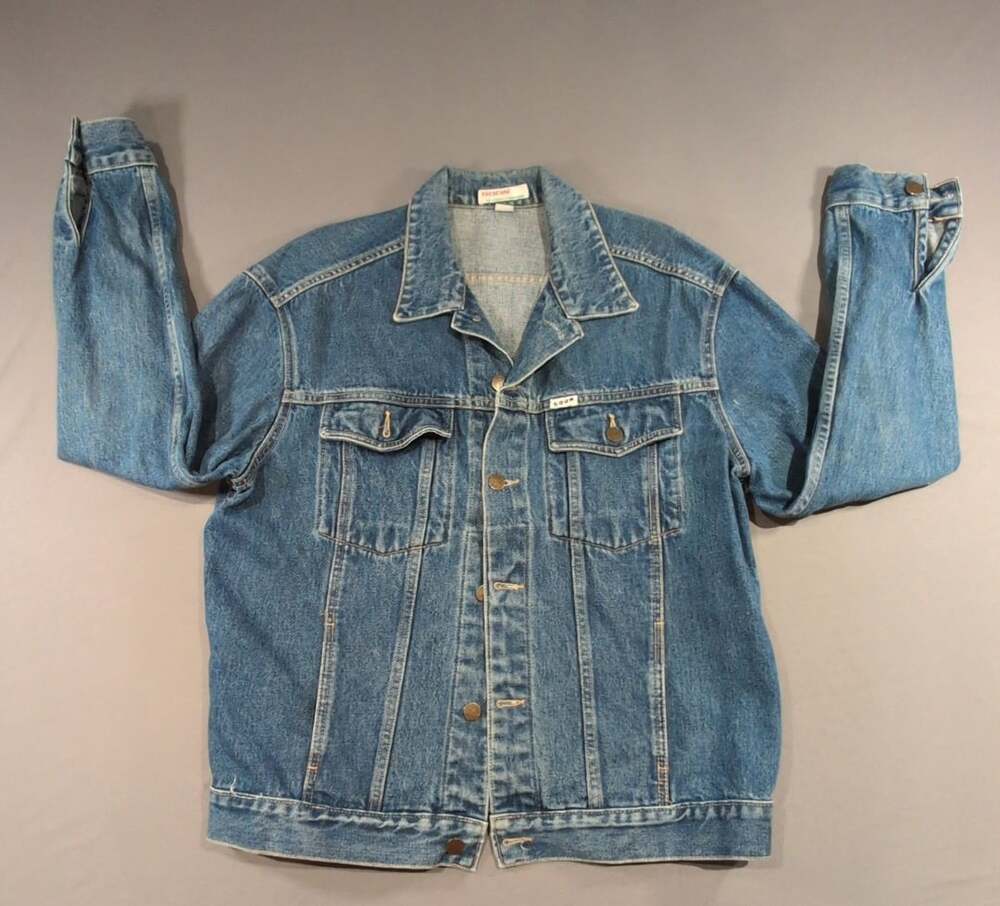 Soon By Georges Marciano Denim Trucker Jacket Size XL Blue Vintage Made USA